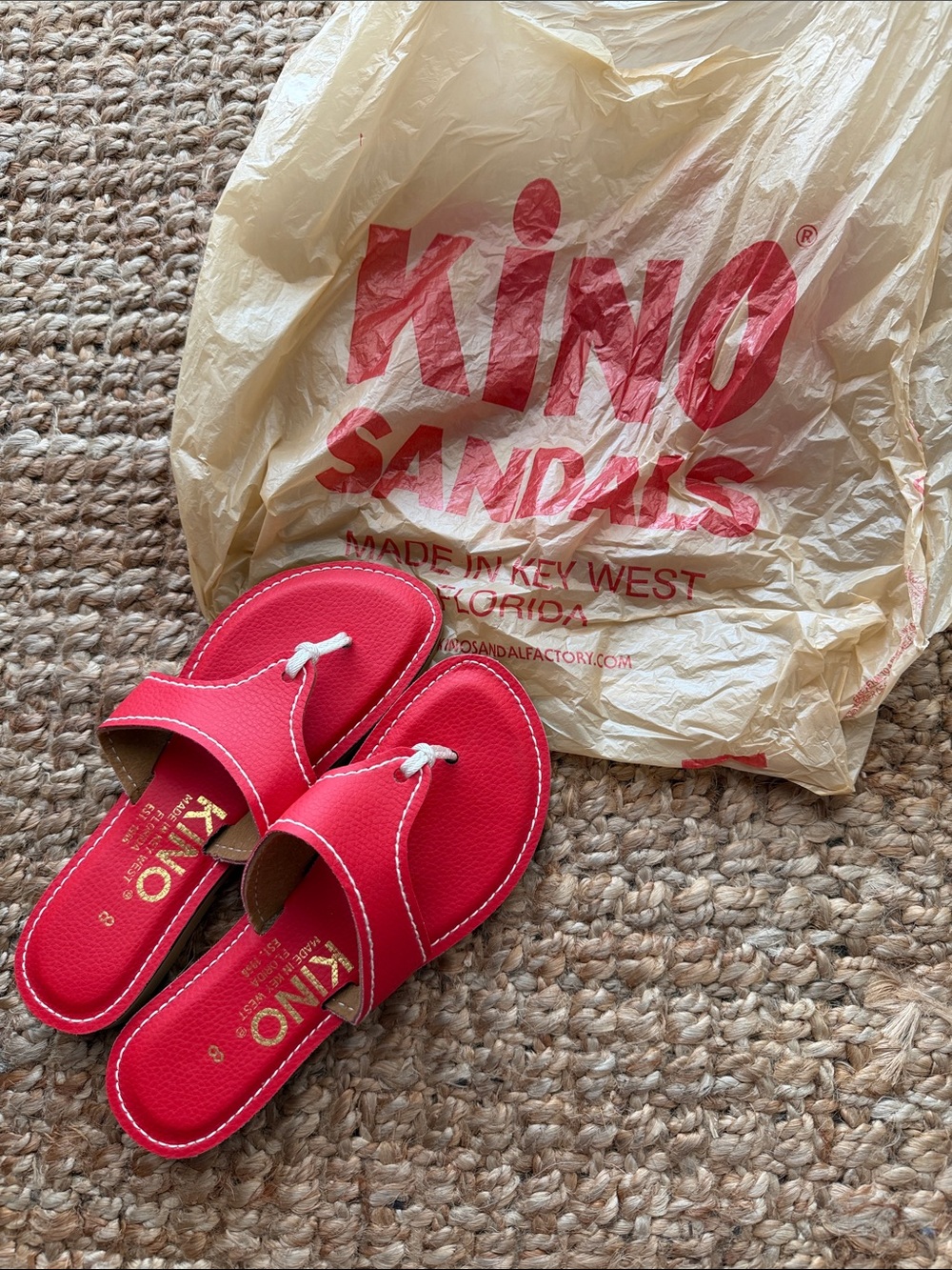 Kino Red Leather Slide Sandals! Handmade in Key West Florida!! Brand new!